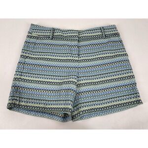 Ann Taylor Loft The Riviera Short Tribal Print Flat Front Shorts Womens 10 Blue